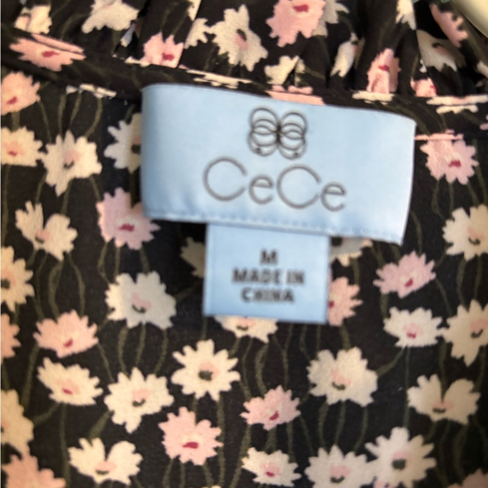 CeCe Black and Pink Floral Blouse - Picture 2 of 5